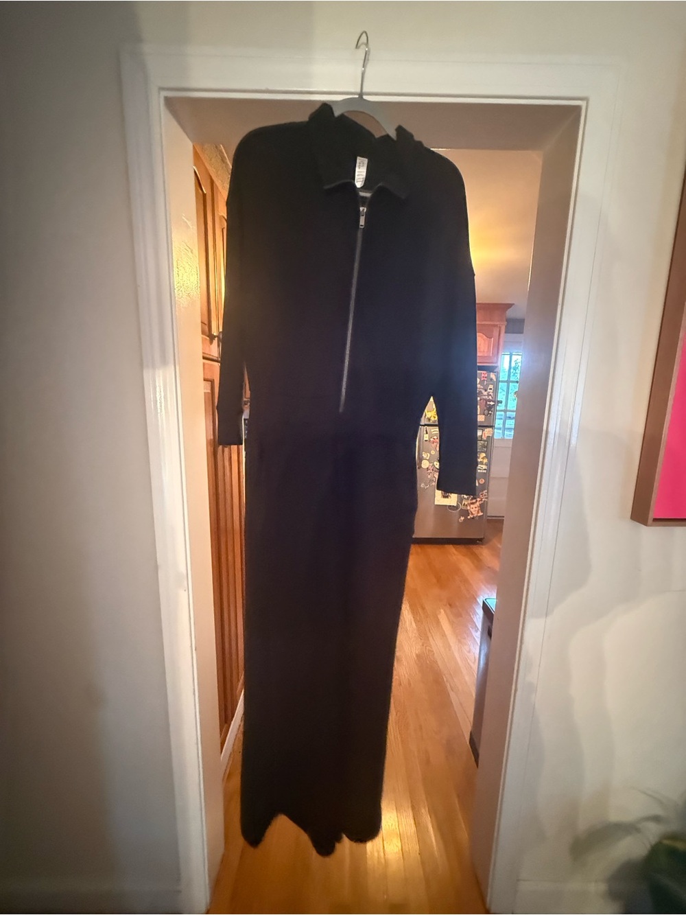 SPANX Black Long-Sleeve Zip-Front Maxi Jumpsuit